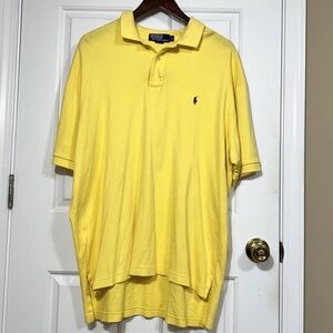 Polo Ralph Lauren Yellow Short Sleeve Blue Pony Preppy Polo Shirt Size XL